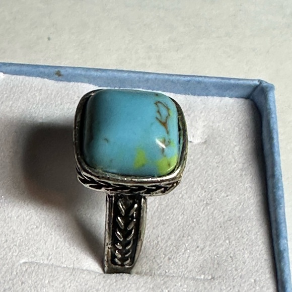 Turquoise Stone Silver Ring - Blue Gemstone  Ring - Picture 2 of 4
